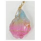 Rainbow Aura Quartz Crystal Pendant Necklace on