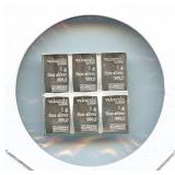 (6) 1 gram Valcambi Silver Ingots