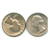 Pair of Washington Silver Quarters: 1963-D &
