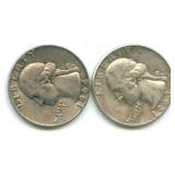 Pair of Washington Silver Quarters: 1963-D &