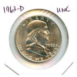 1963-D Franklin Uncirculated Silver Half Dollar