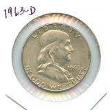 1963-D Franklin Silver Half Dollar