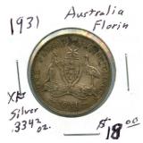 1931 Australia Silver Florin - 92.5% Silver
