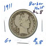1911 Barber Silver Half Dollar
