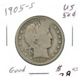 1905-S Barber Silver Half Dollar