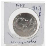 1963 Uncirculated Franklin Silver Half Dollar