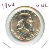 1954 Franklin Uncirculated Silver Half Dollar