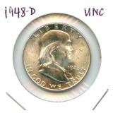 1948-D Franklin Uncirculated Silver Half Dollar