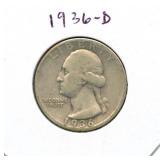 1936-D Washington Silver Quarter