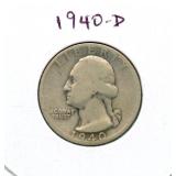 1940-D Washington Silver Quarter