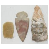 3 Arrowheads - One Hixtonite