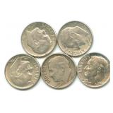(5) Roosevelt Silver Dimes