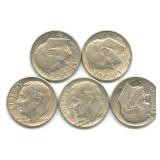 (5) Roosevelt Silver Dimes