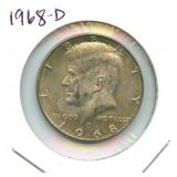 1968-D Kennedy Silver Half Dollar - 40% Silver