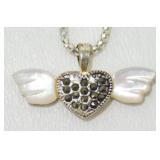 Sterling Silver MOP Marcasite Necklace - 20ï¿½,