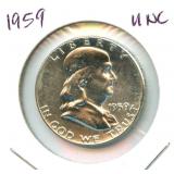 1959 Franklin Uncirculated Silver Half Dollar