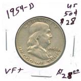 1954-D Franklin Silver Half Dollar