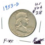 1953-D Franklin Silver Half Dollar