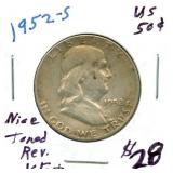 1952-S Franklin Silver Half Dollar
