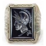 Sterling Silver Cameo Roman Soldier Ring - Size