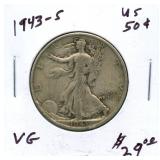 1943-S Walking Liberty Silver Half Dollar