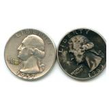 Pair of Washington Silver Quarters: 1957-D &