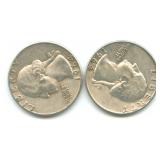 Pair of Washington Silver Quarters: 1964 & 1964-D