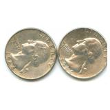 Pair of Washington Silver Quarters: 1964 & 1964-D