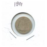 1891 Seated Liberty Silver Dime