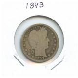 1893 Barber Silver Quarter