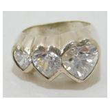 Sterling Silver CZ Heart Ring - Size 8, 10.56