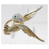 Vintage Jeweled Hummingbird with Green Eyes