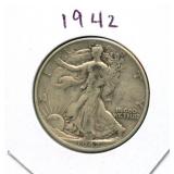 1942 Walking Liberty Silver Half Dollar