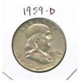 1959-D Franklin Silver Half Dollar
