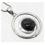 Sterling Silver and Onyx Necklace - 6.03 grams