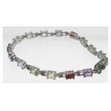 Sterling Silver and Multi-Color Stone Bracelet -