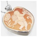 Sterling Silver and Carved Shell Angel Motif