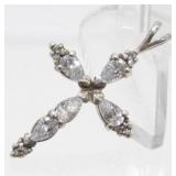 Sterling Silver and CZ Cross Pendant - 2.19 grams