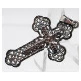 Vintage Sterling Silver Cross Pendant - 7.46