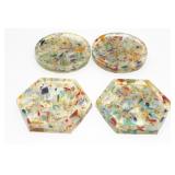 Vintage Lucite Resin Confetti Coaster Set