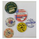 Vintage Westby Snowflake Club Pin-Back Buttons -