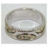 Sterling Silver Etched Ring / Band - Size 5, 4.25