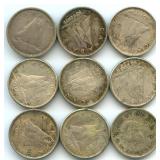 (9) Canadian Silver Dimes
