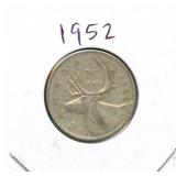 1952 Canadian Silver Quarter