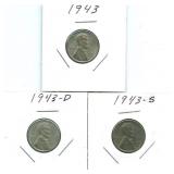1943-P, D & S Lincoln Steel Cent Set