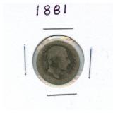 1881 Spanish King Alfonso XII Silver 10 Centavos