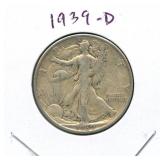 1939-D Walking Liberty Silver Half Dollar