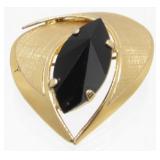 Vintage Brooch, Large Root Beer Colored Stone