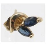 Single 14K Yellow Gold, Sapphire and Diamond