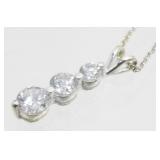 Sterling Silver and White Stone Necklace - 3.03
